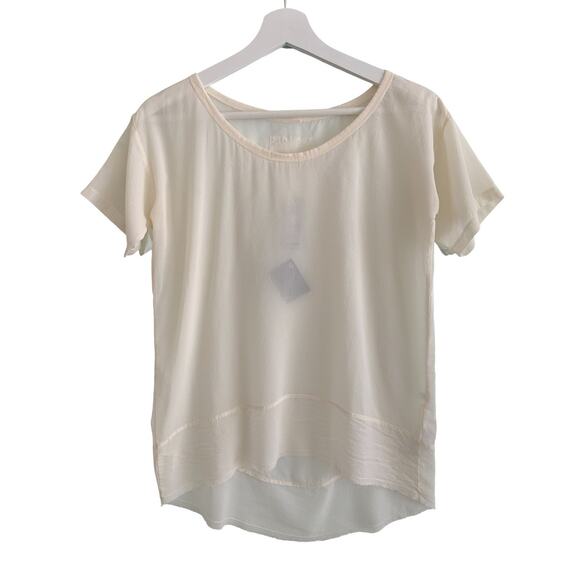 Private 0204 Tissue Silk Tee NWT Size 1 Cream Short Sleeve Top Handmade Italy - Picture 1 of 7